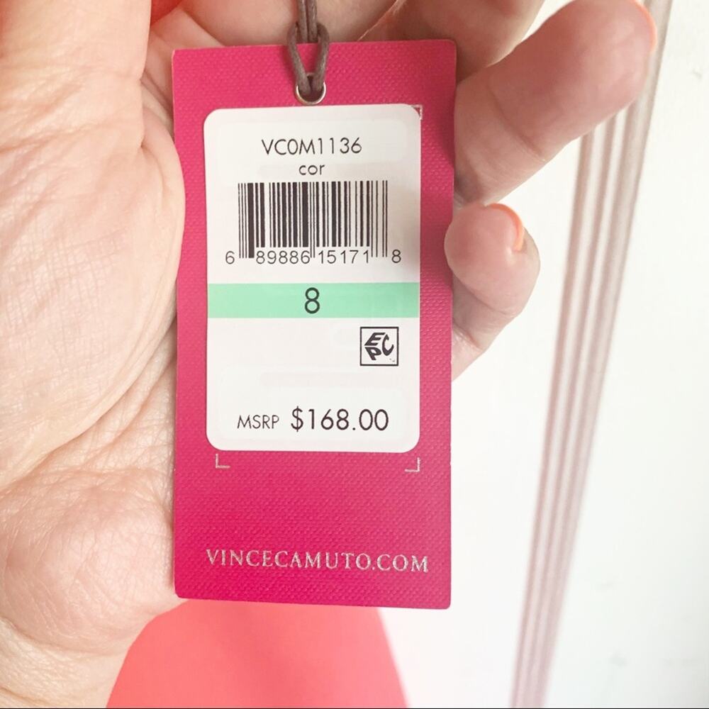 Vince Camuto Laguna Crepe Halter Mock Neck High Low Sleeveless Dress Coral NWT 8 - Picture 6 of 13